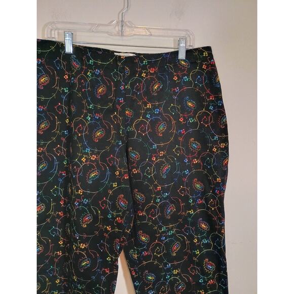 Coldwater Creek Pants Women 16 Petite Multicolor Embroidered Artsy Paisley Capri - Picture 3 of 6